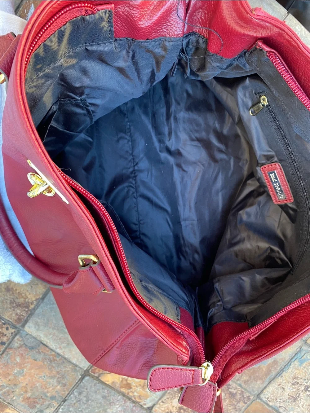Call It Spring Burgundy Satchel with Gold Hardware